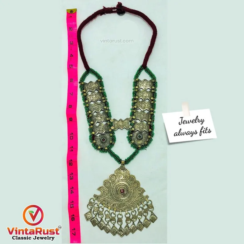 Turkmen Green Beaded Necklace