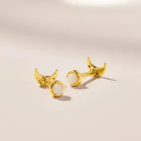 Twin Flame Studs Moon / Moonstone
