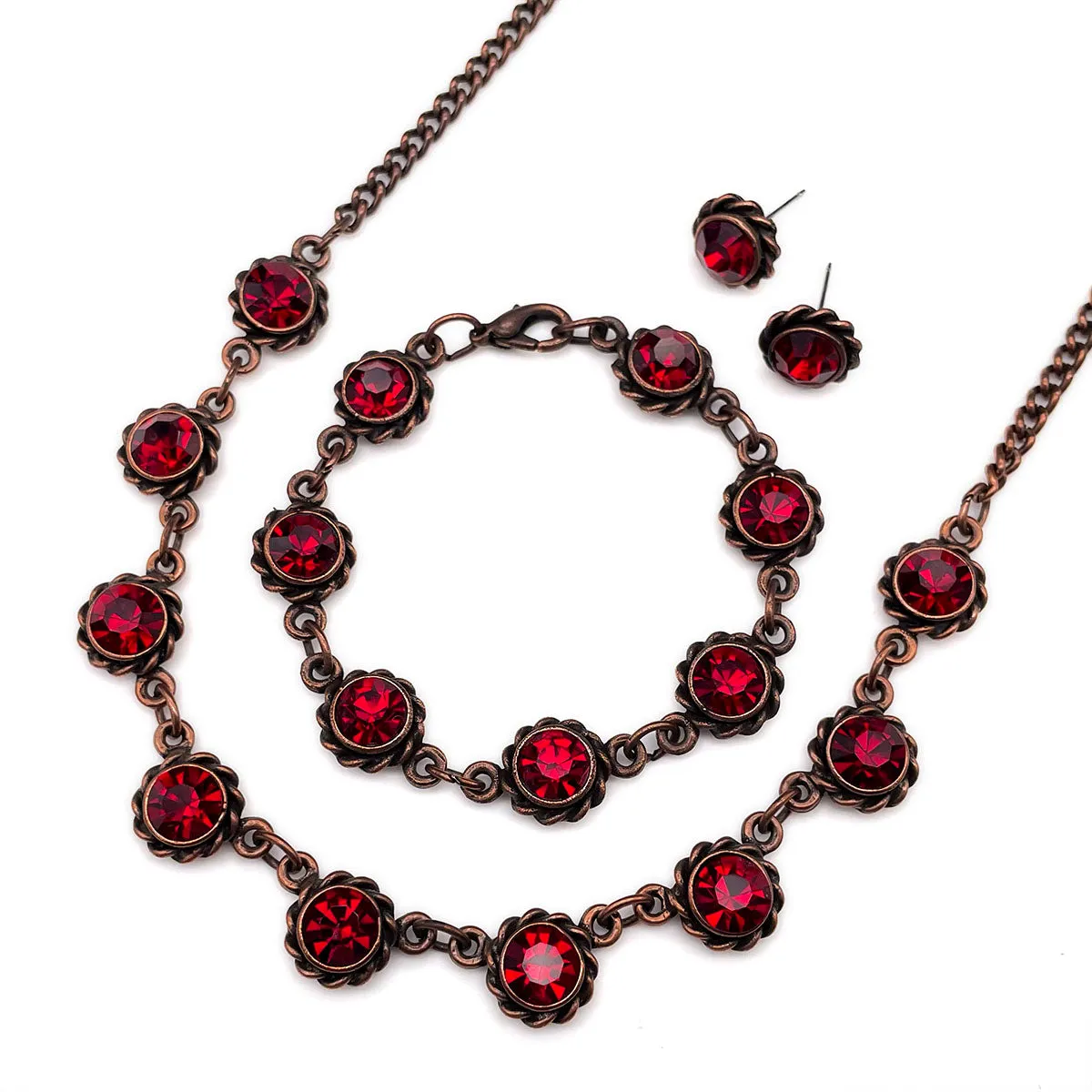 【UK買付】ヴィンテージ ガーネットレッド ガラス ブレスレット/Vintage Garnet Red Glass Bracelet