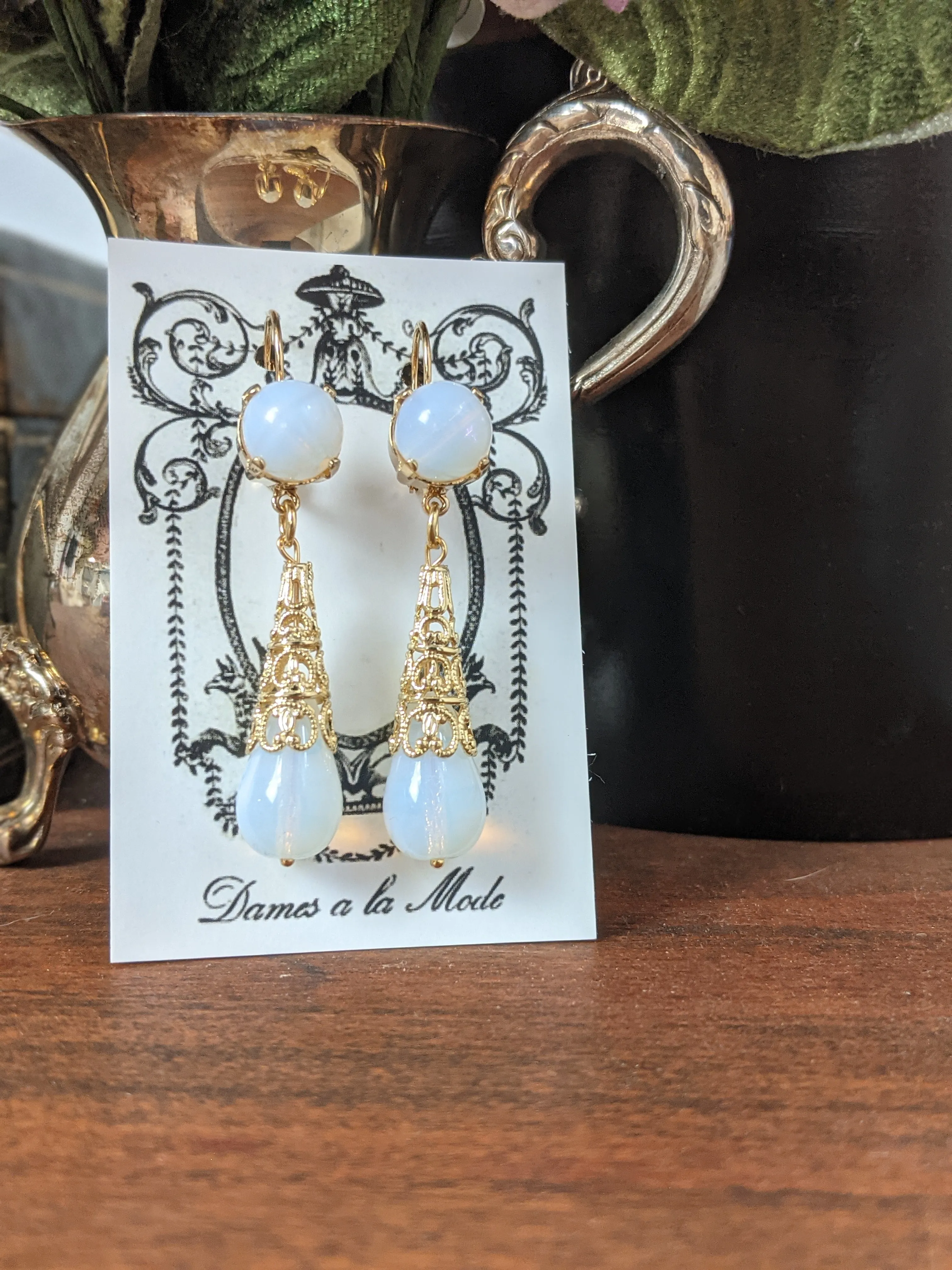 Vigee-Lebrun Moonstone Teardrop Earrings
