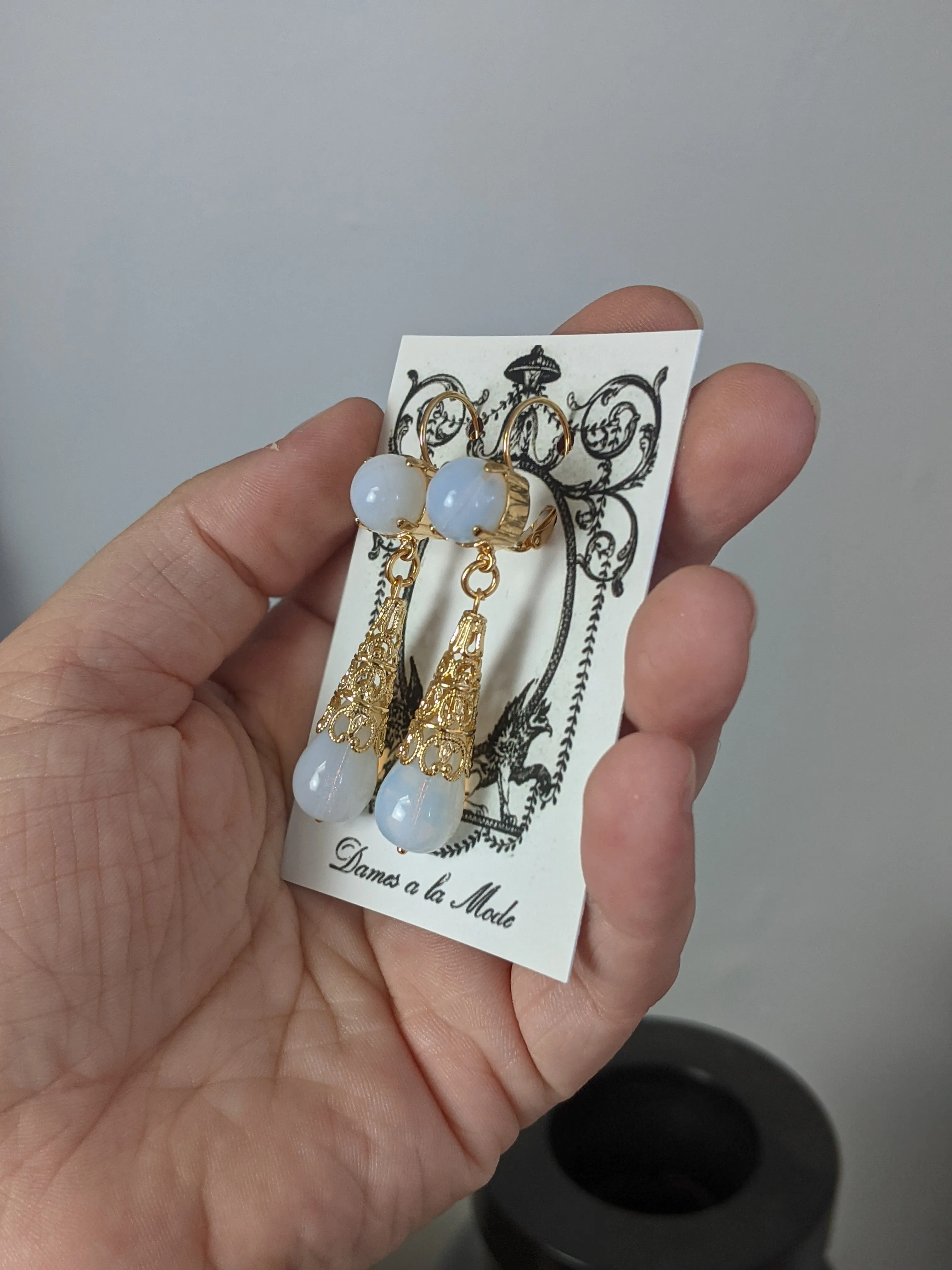 Vigee-Lebrun Moonstone Teardrop Earrings