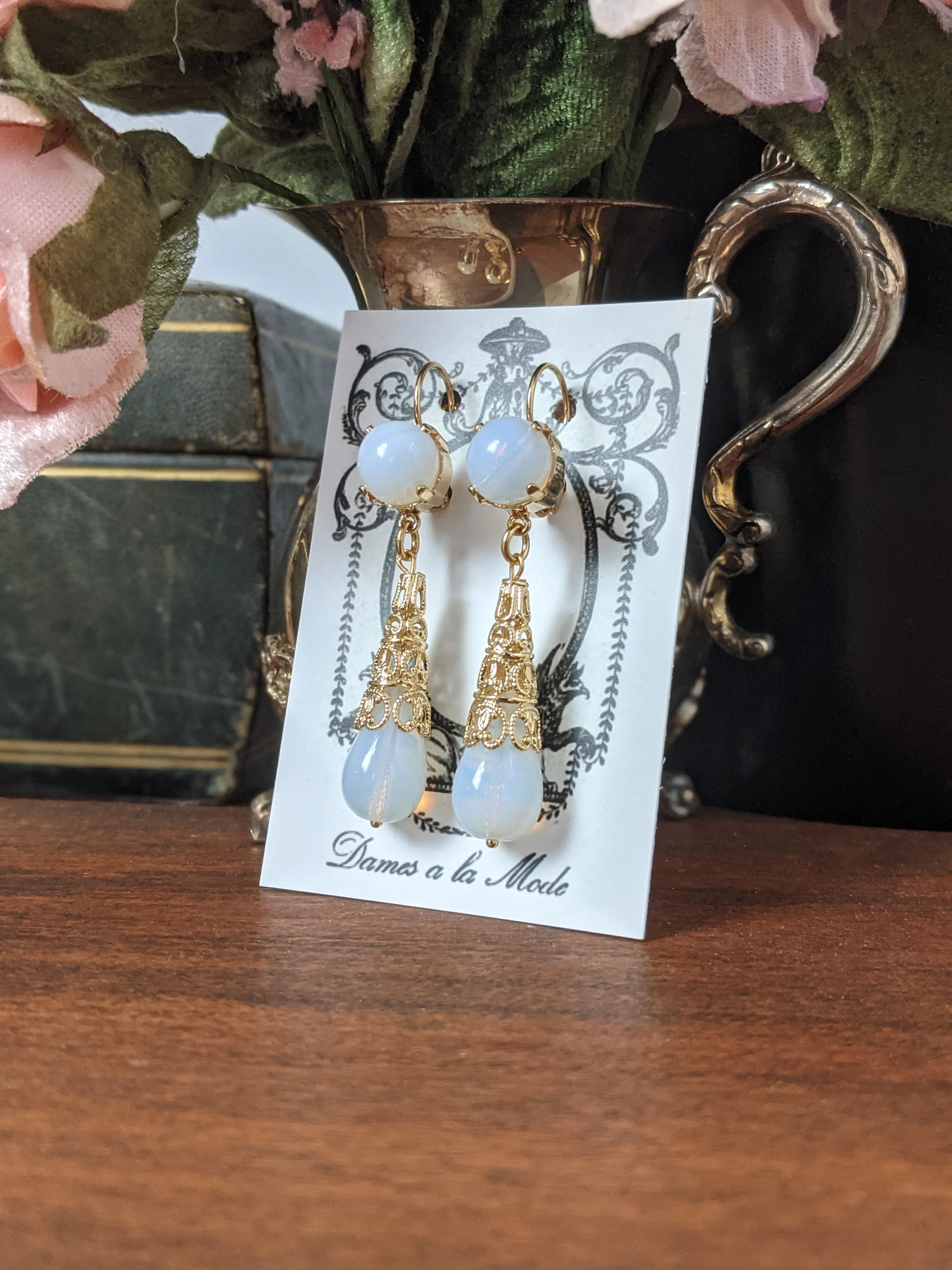 Vigee-Lebrun Moonstone Teardrop Earrings