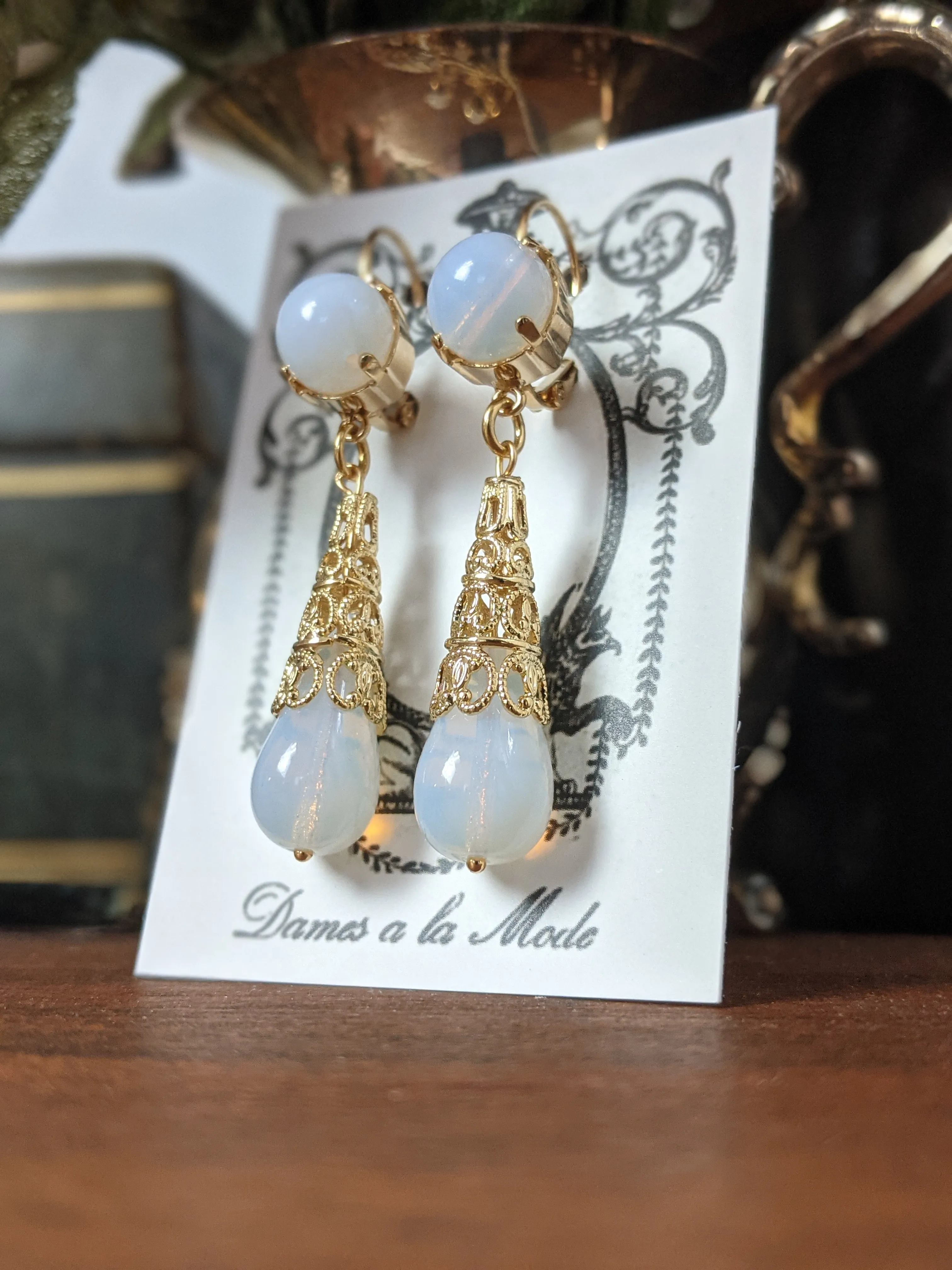 Vigee-Lebrun Moonstone Teardrop Earrings