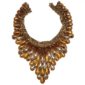 Vintage 60s Topaz Rhinestone Bib - Neck Piece - Necklace