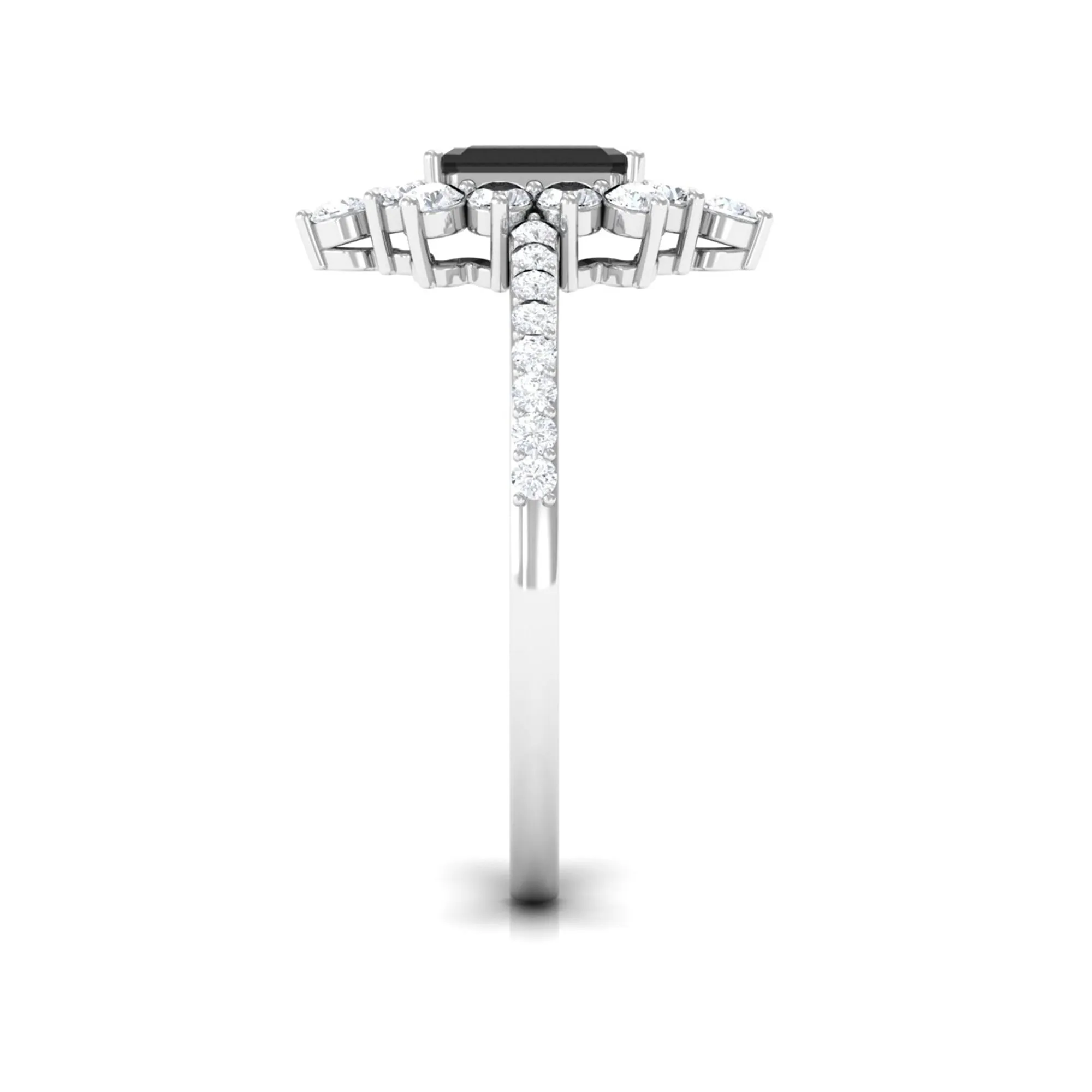 Vintage Inspired Black Spinel and Diamond Ring