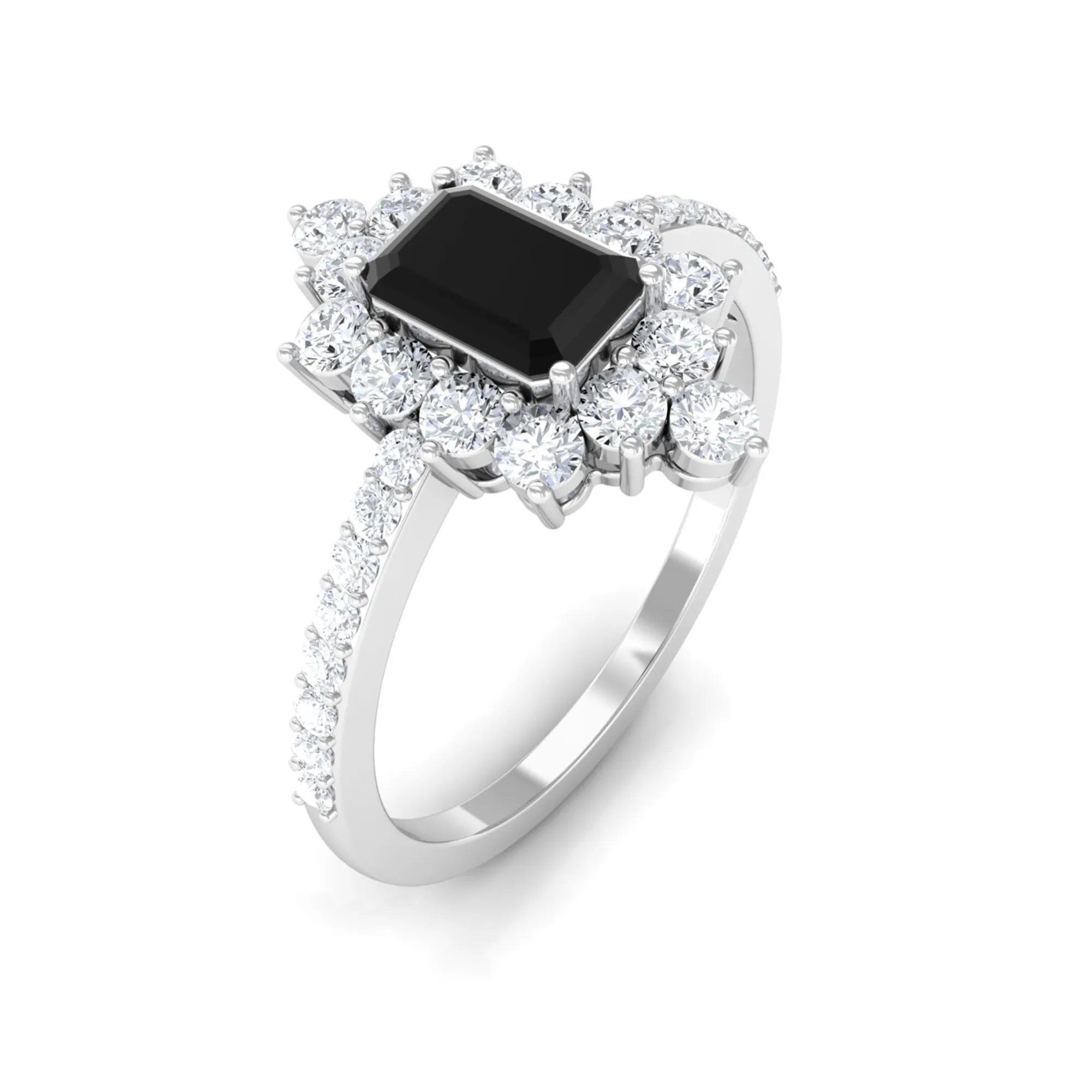 Vintage Inspired Black Spinel and Diamond Ring
