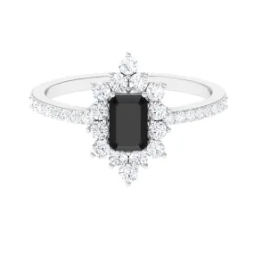 Vintage Inspired Black Spinel and Diamond Ring