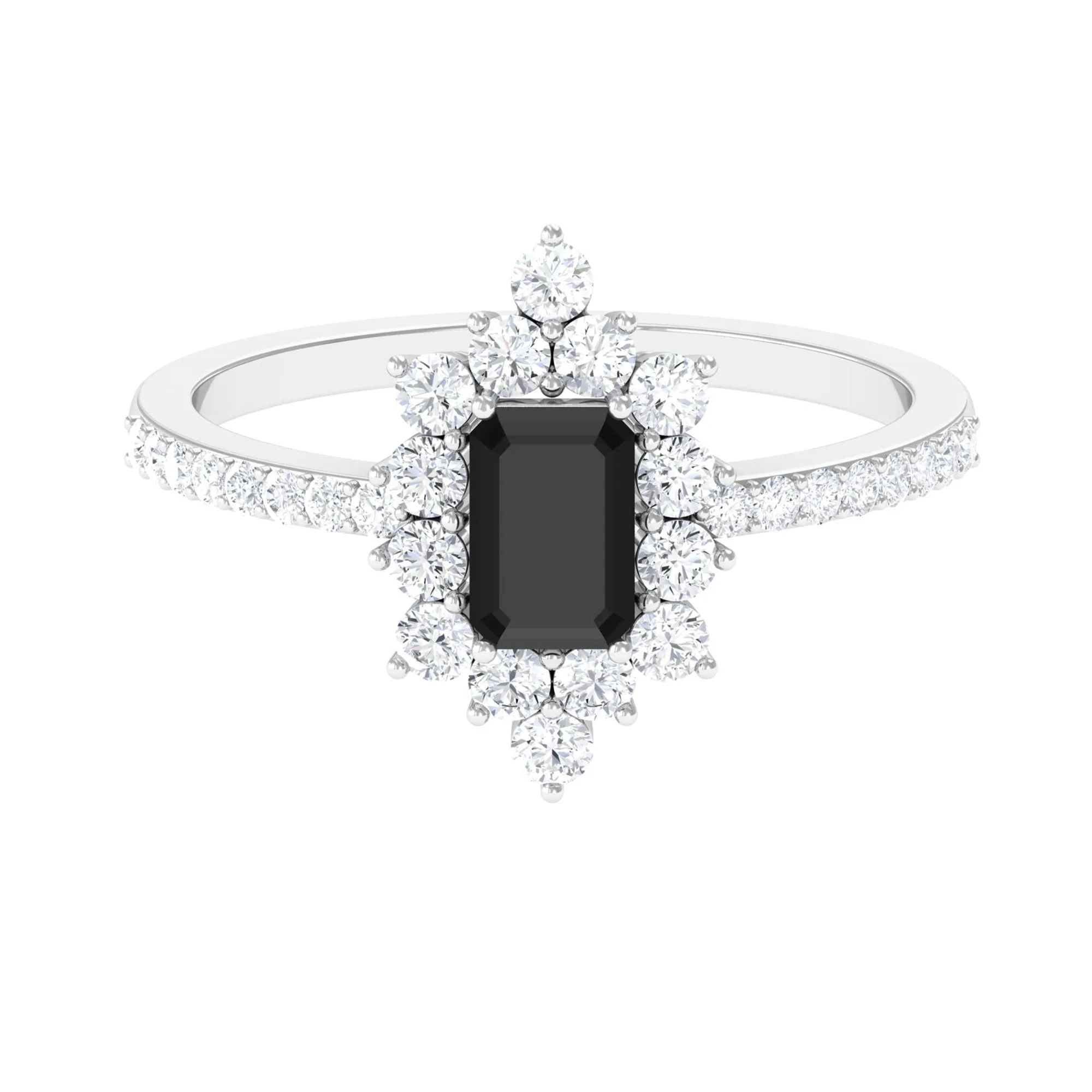 Vintage Inspired Black Spinel and Diamond Ring