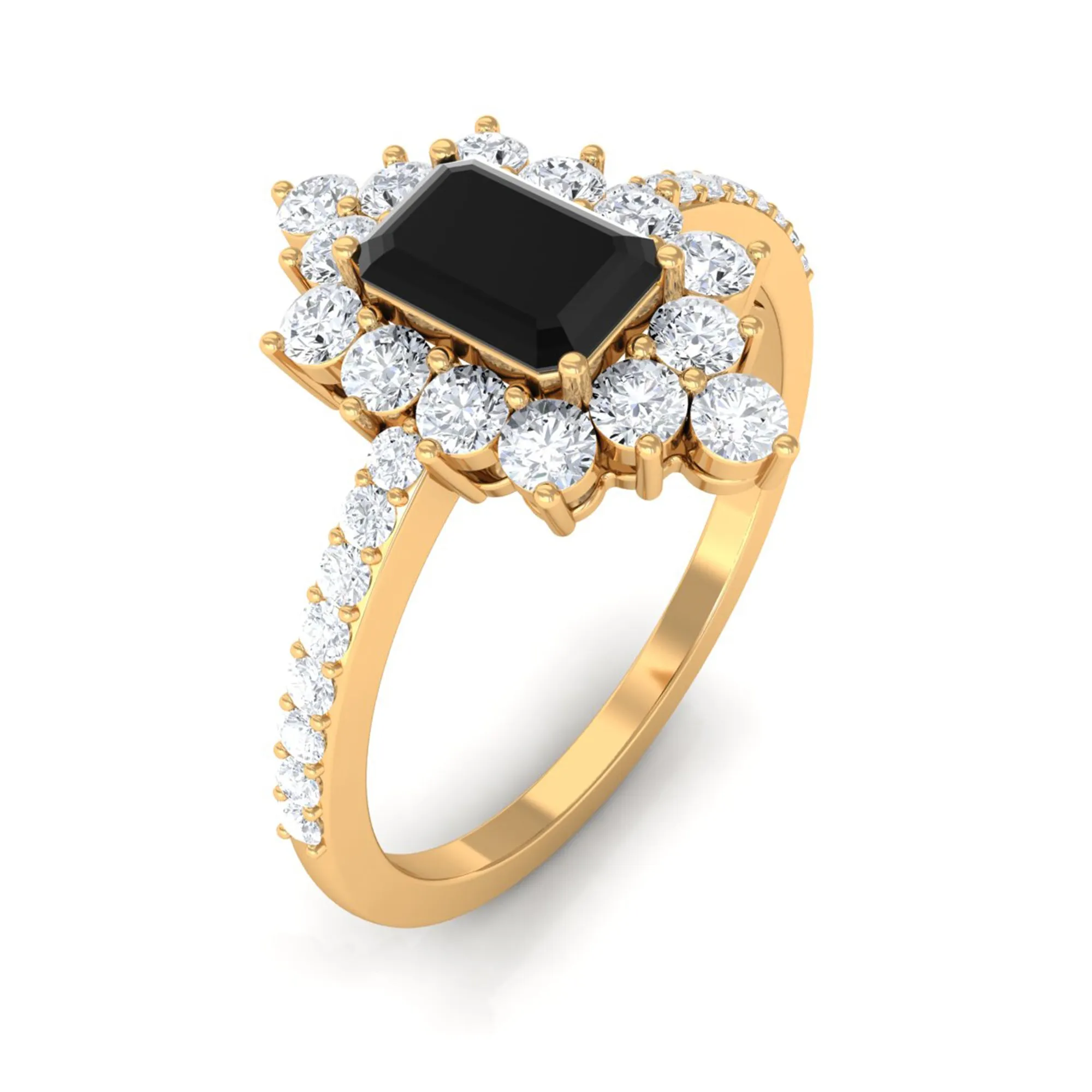 Vintage Inspired Black Spinel and Diamond Ring