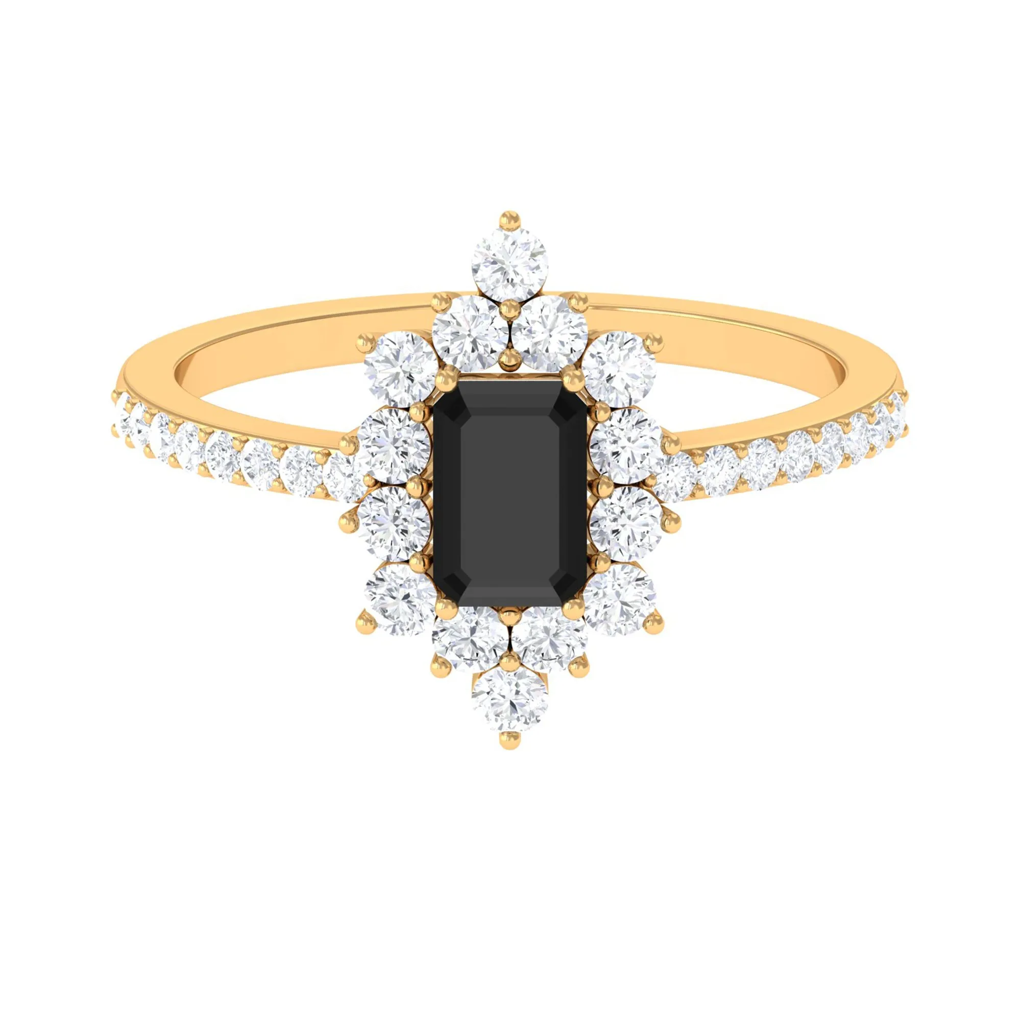 Vintage Inspired Black Spinel and Diamond Ring