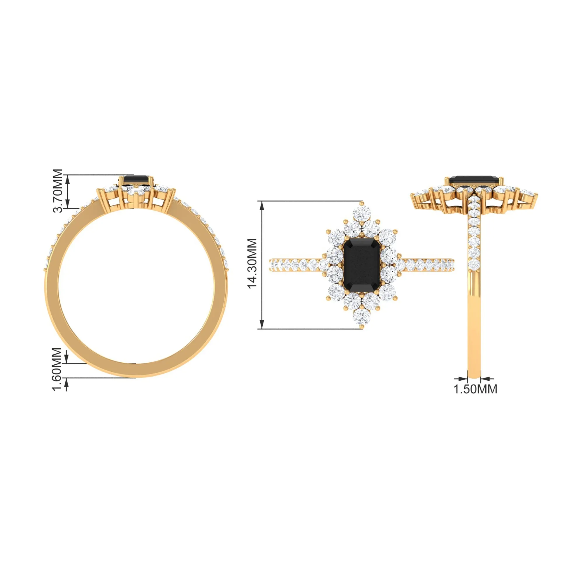 Vintage Inspired Black Spinel and Diamond Ring