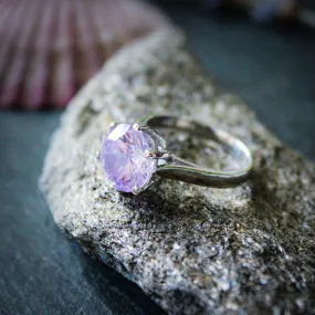 Vintage Lavender Zirconia and Sterling Statement Cocktail Ring Size UK 6 or US K