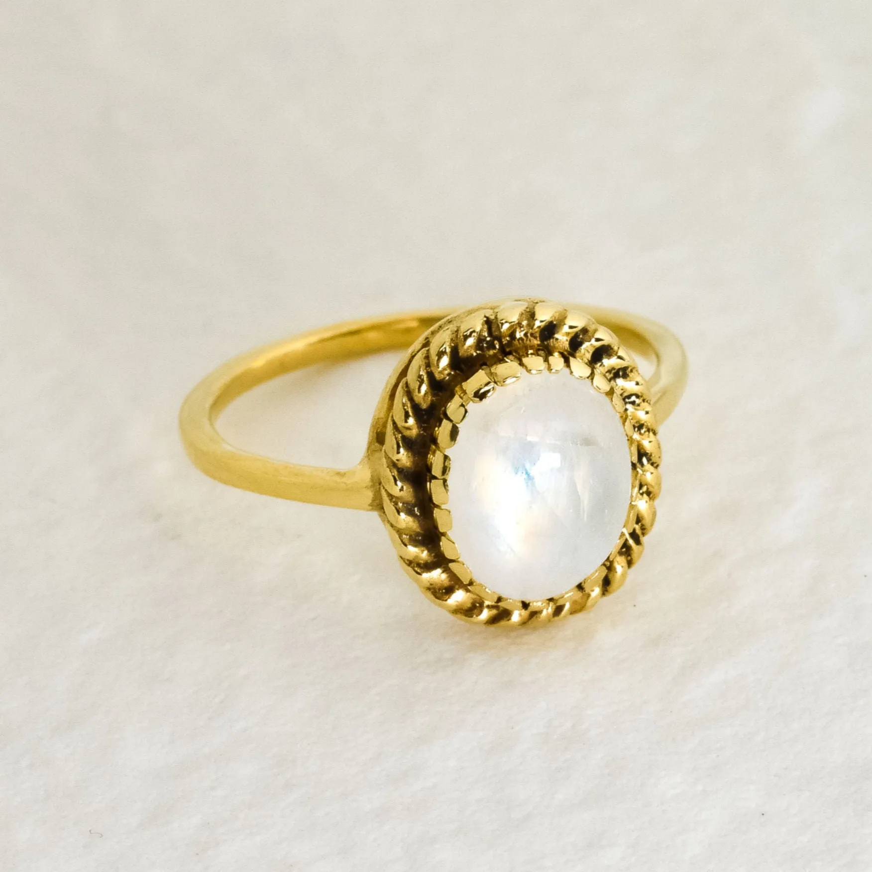 Vintage Moonstone Gold Ring - Natural Moonstone Ring - June Birthstone Ring