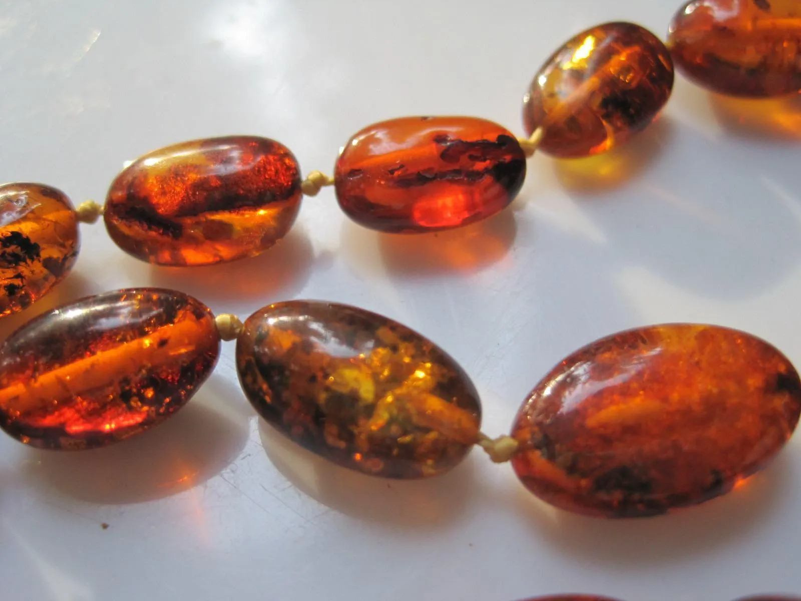 Vintage Real Amber Necklace: Cognac or Honey Amber Beads