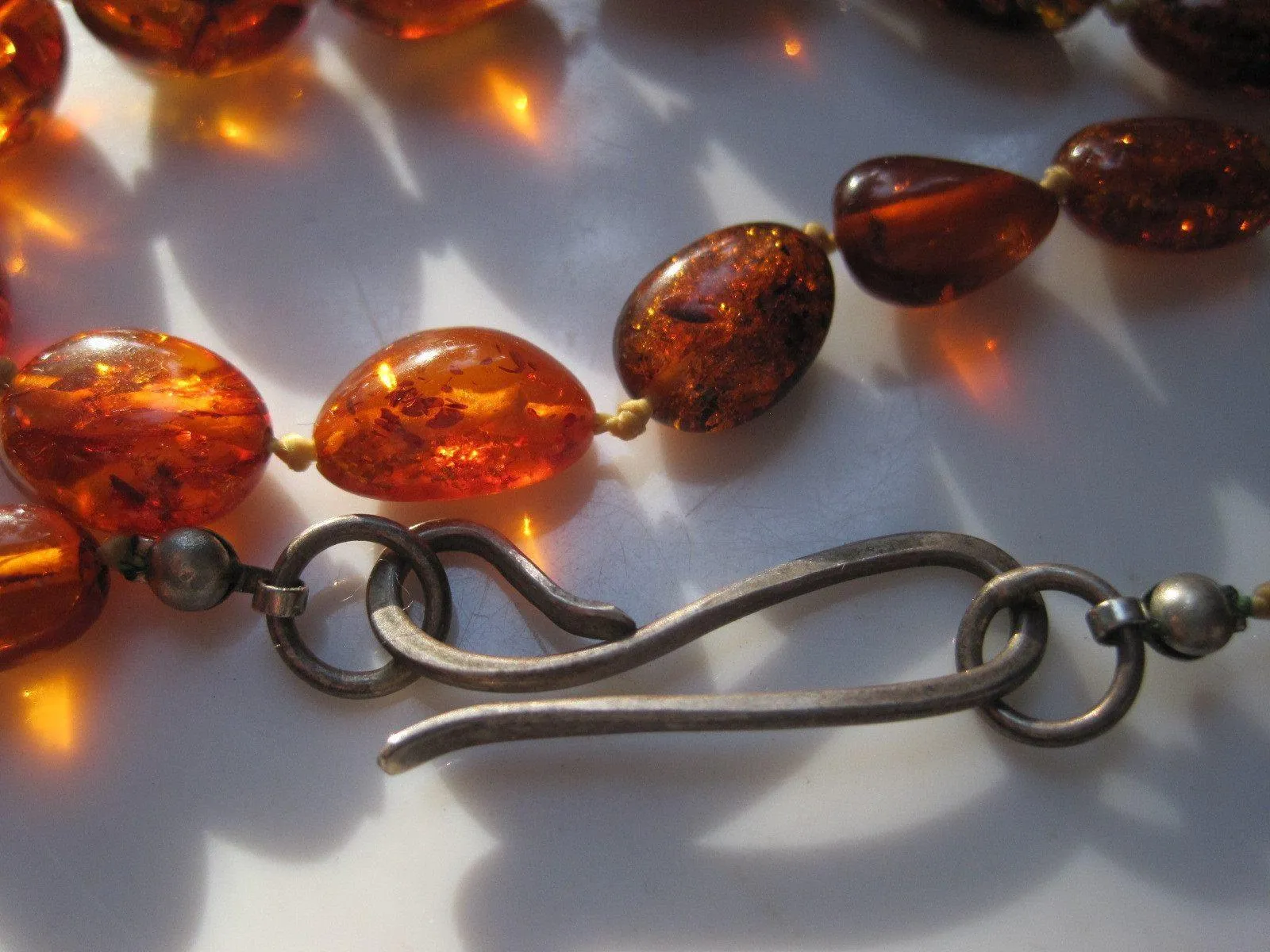 Vintage Real Amber Necklace: Cognac or Honey Amber Beads