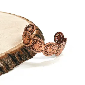 Western Concho Stamped Cuff Bracelet in Copper Tone