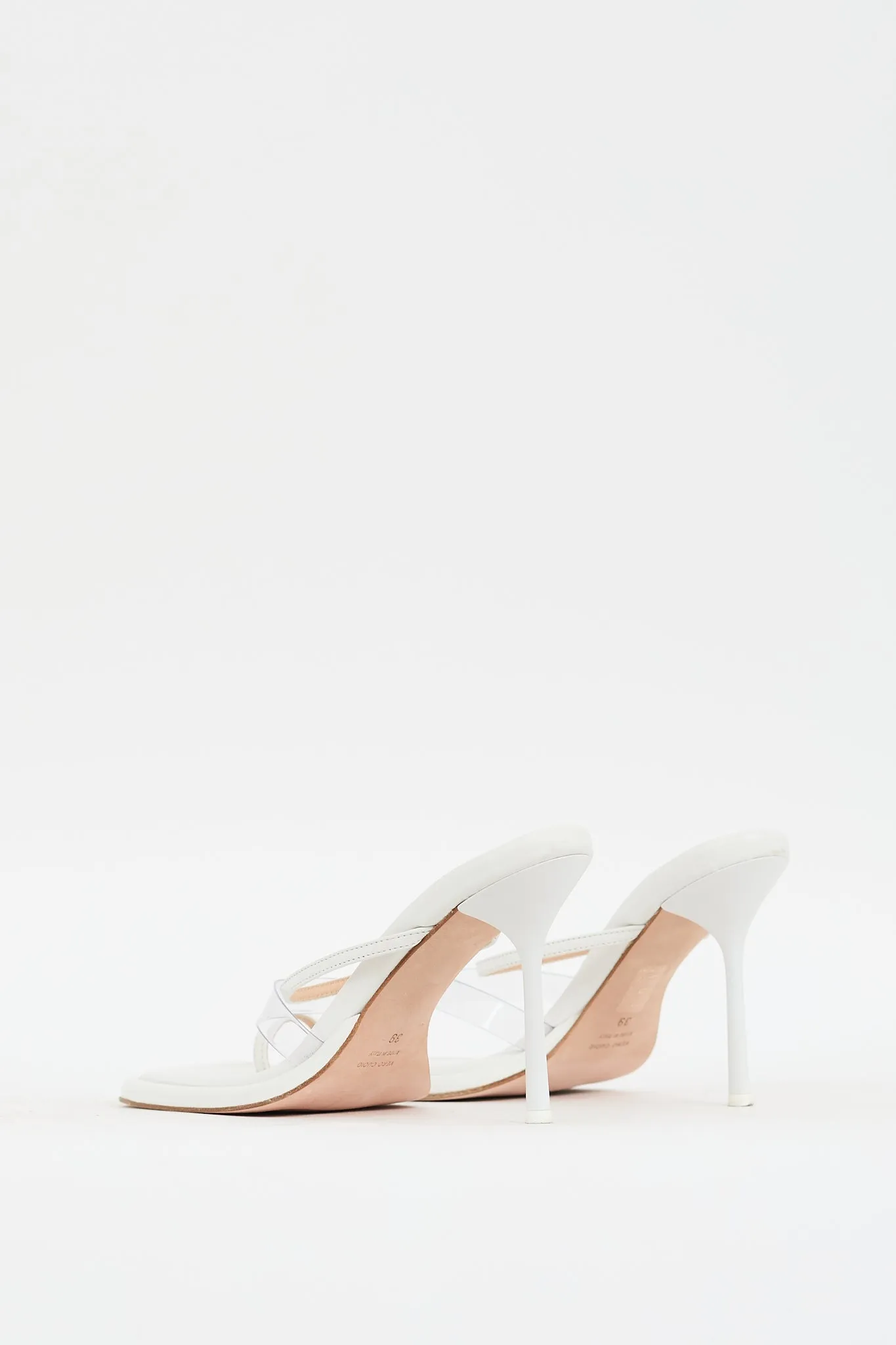 White Leather Thong Heeled Sandal