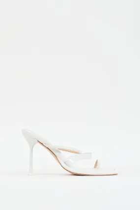 White Leather Thong Heeled Sandal