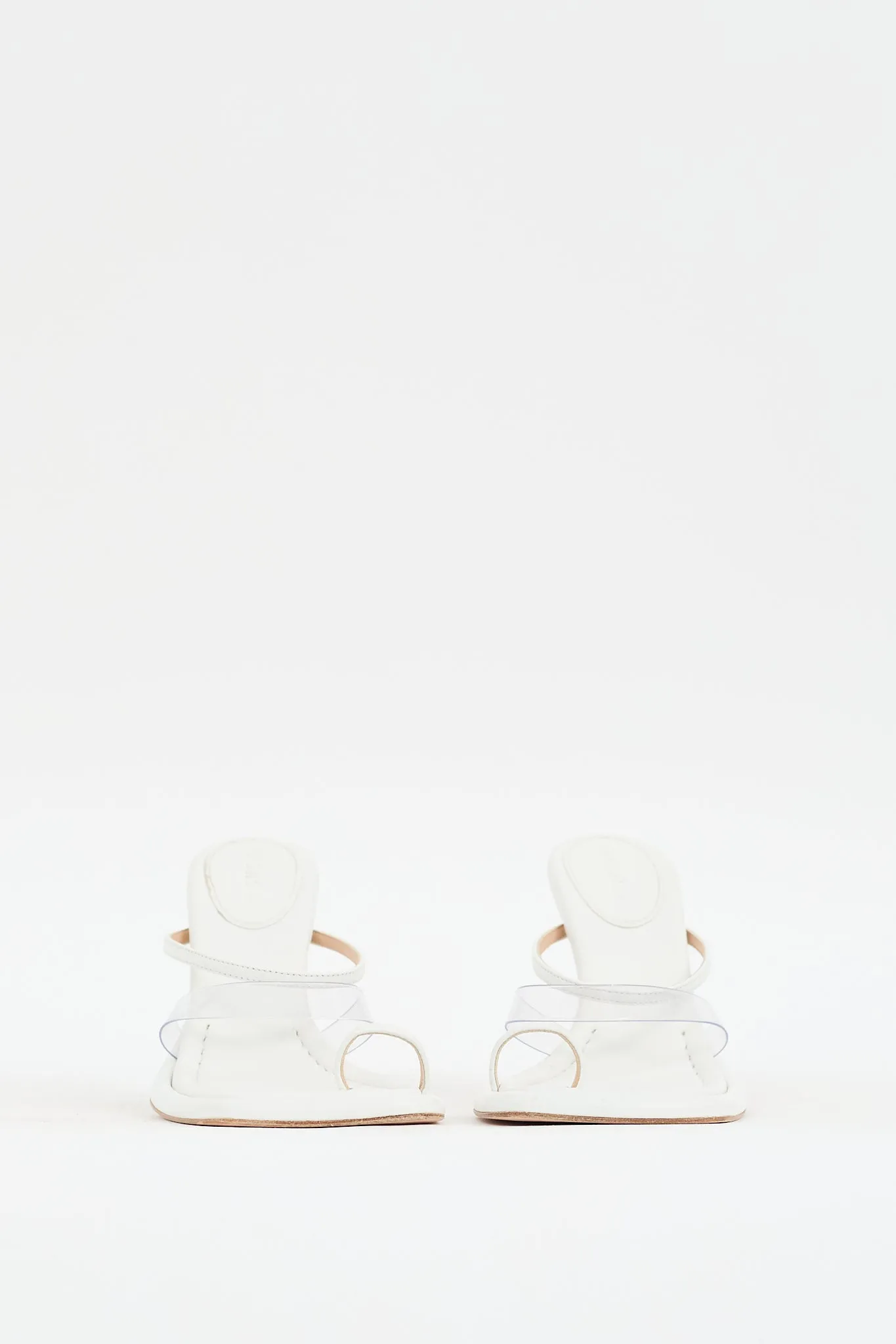 White Leather Thong Heeled Sandal