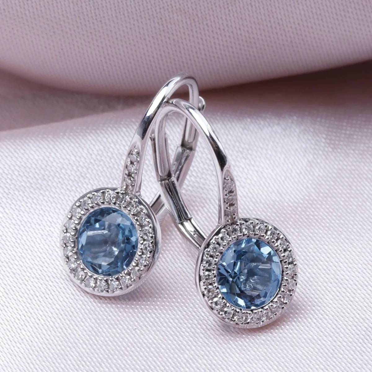White Topaz & Diamond 14K White Gold Martini Leverback Earrings