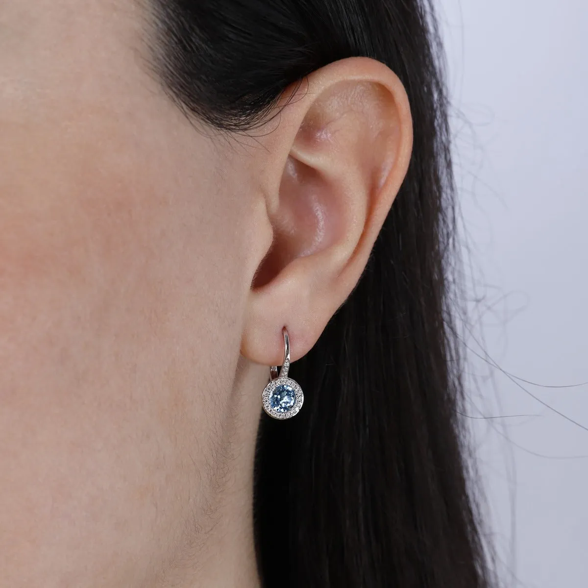 White Topaz & Diamond 14K White Gold Martini Leverback Earrings