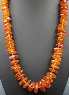 Womens Amber Necklace Strand Fine Jewellery Graduating Amber Gemstones