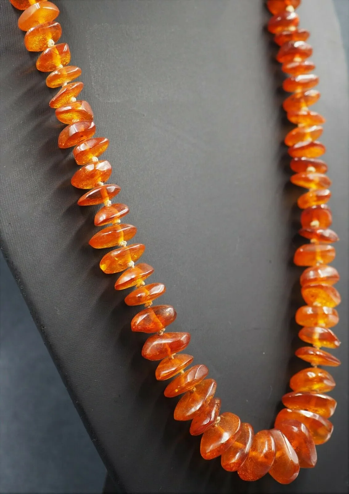 Womens Amber Necklace Strand Fine Jewellery Graduating Amber Gemstones