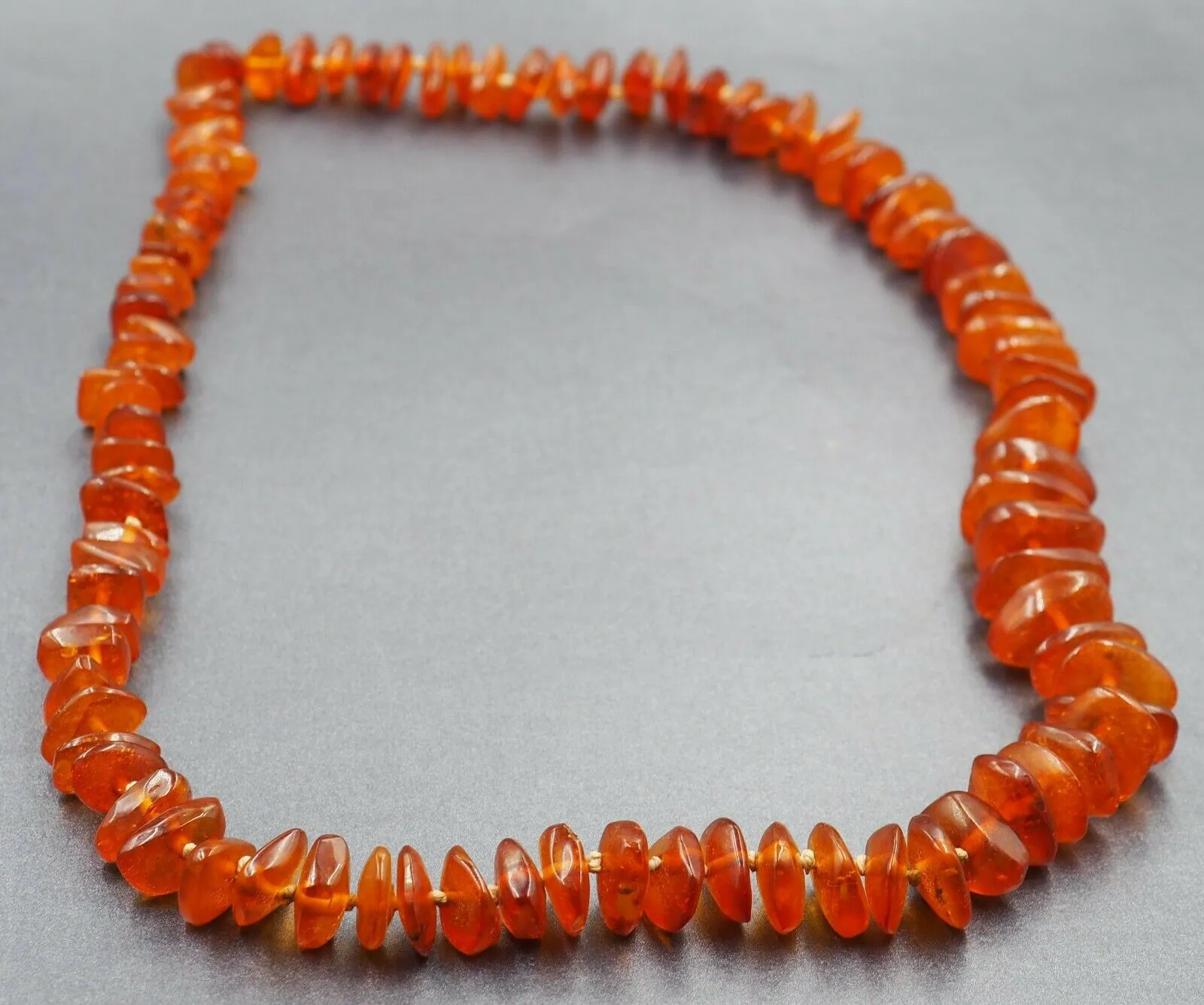 Womens Amber Necklace Strand Fine Jewellery Graduating Amber Gemstones