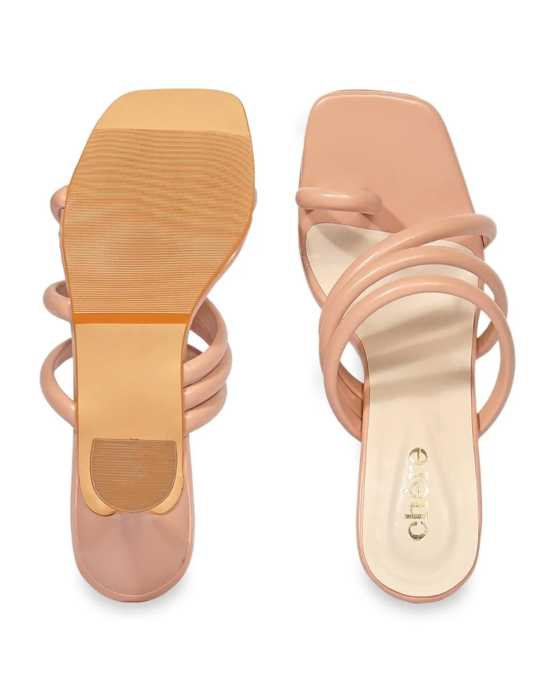 Women's Pink Multi-Strap Pencil Heels