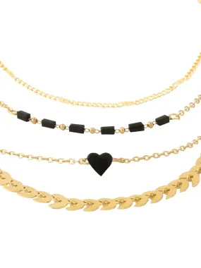 Yellow Chimes Bracelet for Women and Girls Fashion Heart Chain Bracelets for Women | 4 Pcs Stackable Bead Bracelet | Stretch Beaded Layered Bracelet | Birthday Gift For girls and Women