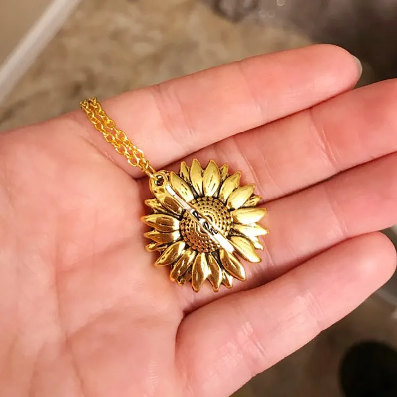 You Are My Sunshine Open Locket Sunflower Pendant