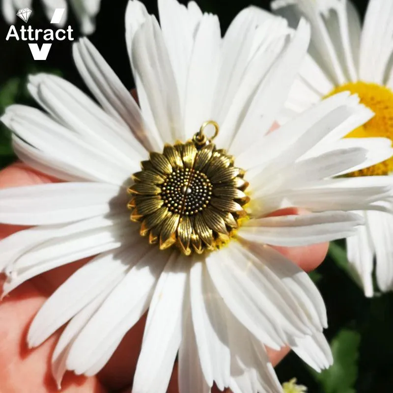You Are My Sunshine Open Locket Sunflower Pendant