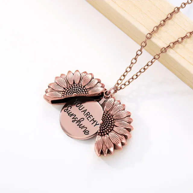 You Are My Sunshine Open Locket Sunflower Pendant