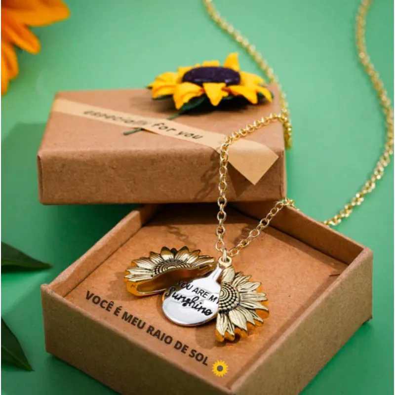You Are My Sunshine Open Locket Sunflower Pendant