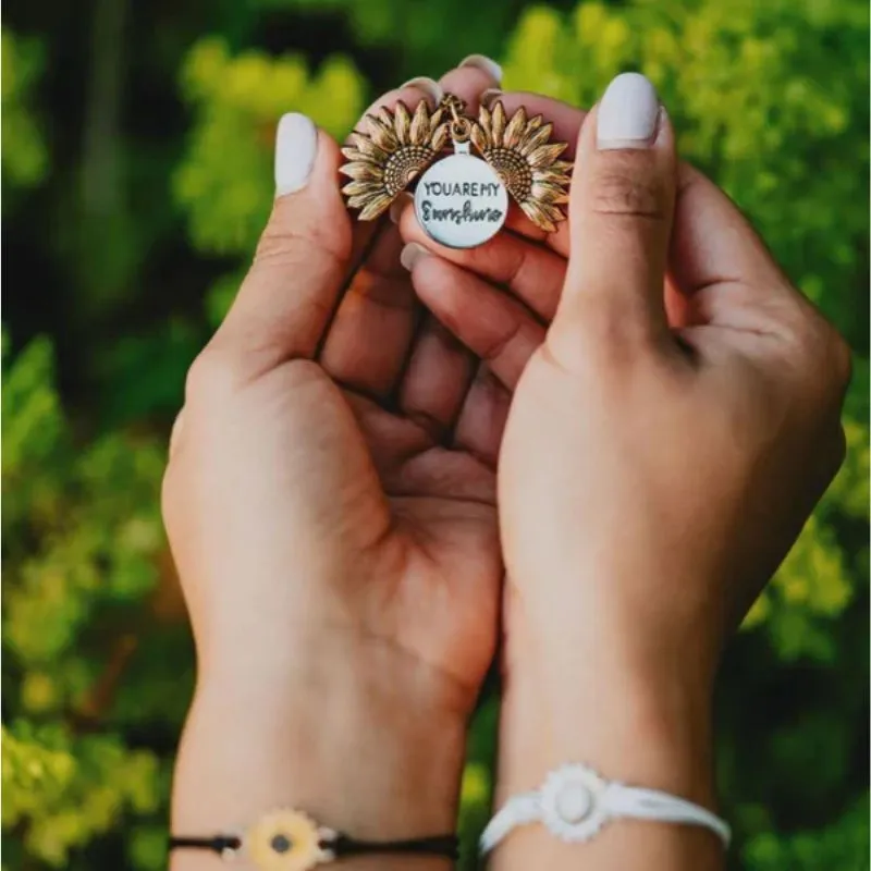 You Are My Sunshine Open Locket Sunflower Pendant
