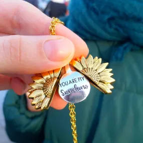 You Are My Sunshine Open Locket Sunflower Pendant