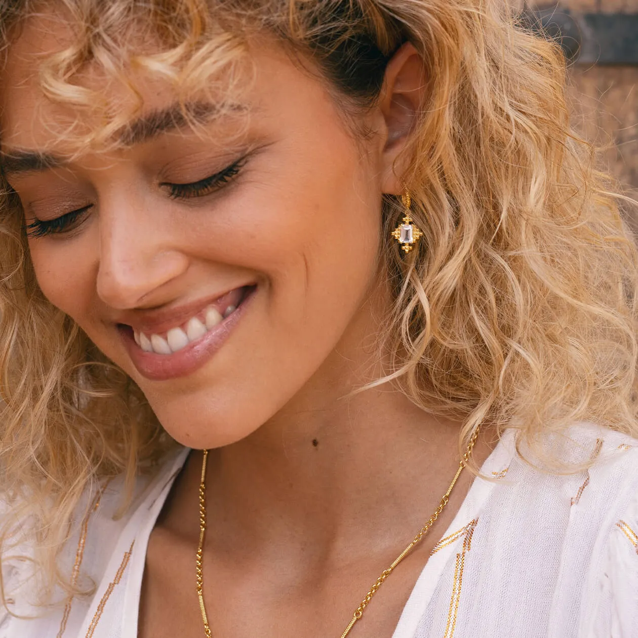 Zoe & Morgan Reya Earrings - Gold Plated & White Topaz